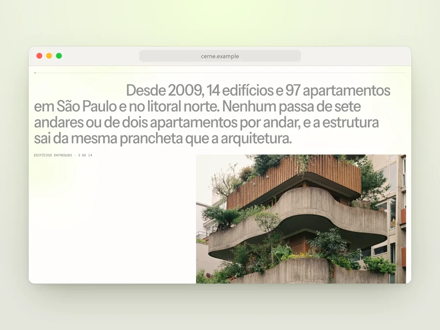 Screen from the Cerne Edifícios website