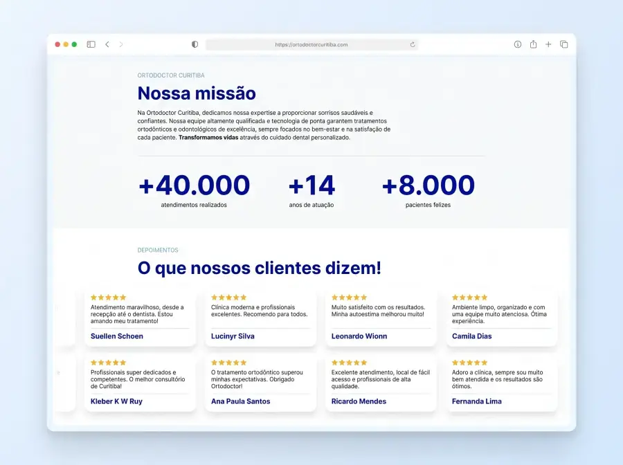 Tela do site da OrtoDoctor