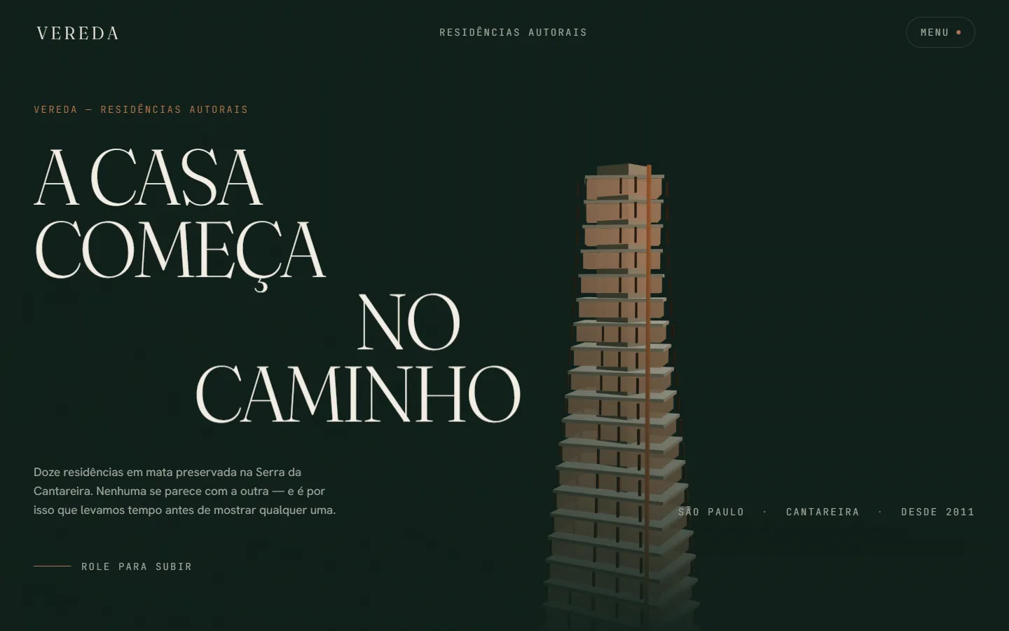 Home screen of the Vereda Imobiliária concept project